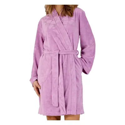 (Lilac, Extra Large - UK 20/22) Slenderella Ladies Floral Embossed Soft Fleece Wrap Dressing Gow