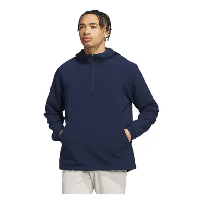 (L, Collegiate Navy) adidas Golf Mens ULT365 1/2 Zip Hooded Stretch Fabric Anorak Jacket