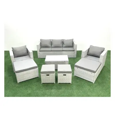 Fimous Pieces Rattan Garden Furniture Set Outdoor Garden Sofa Chair Coffee Table Set with Footst