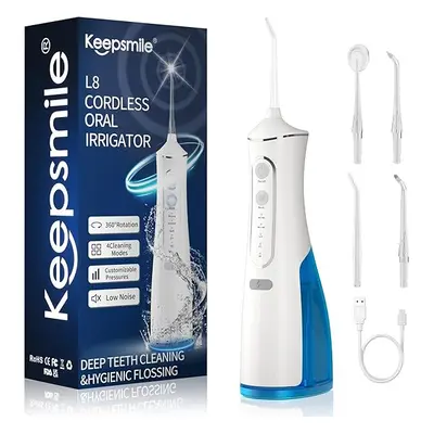 Keepsmile Water Flossers for Teeth Cordless,Portable Oral Irrigator Modes,IPX7 Waterproof,300ML 