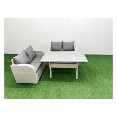 Fimous Seater Outdoor Love Sofa Set Rattan Garden Furniture Set with Rectangular Dining Table Li