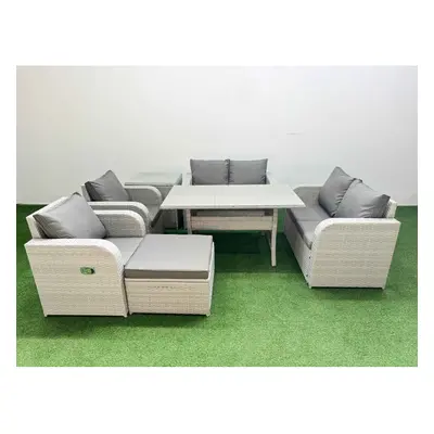 Fimous Seater Outdoor Reclining Chair Love Sofa Set Rattan Garden Furniture Set withFootstool Si