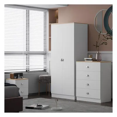 Esher Door Wardrobe White Bedroom Furniture Storage Cupboard Metal Cup Handles