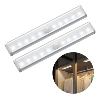 (10LED, Warm Light) 6/10 LEDs PIR LED Motion Sensor Light Cupboard Wardrobe Bed Lamp LED Under C