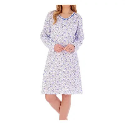 (Blue, 20/22) Slenderella ND02100 Women's Ditsy Print Long Cotton Nightdress