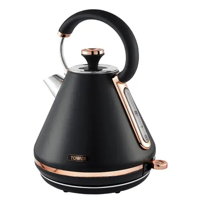 Tower T10044RG Cavaletto Pyramid Kettle with Fast Boil, Detachable Filter, 1.7 Litre, W, Black a