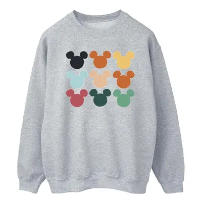 (L, Sports Grey) Disney Mens Mickey Mouse Heads Square Sweatshirt