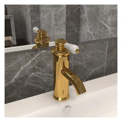 vidaXL Bathroom Basin Faucet Gold Sink Bath Washbasin Tap Plumping Fixture