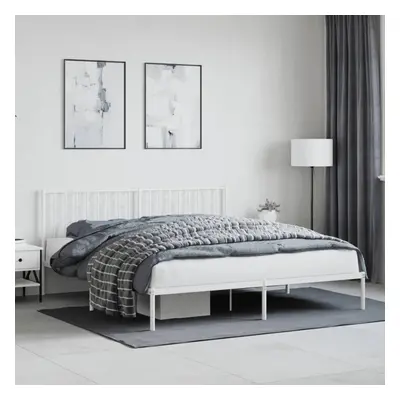 vidaXL Metal Bed Frame without Mattress with Headboard White 180x200cm