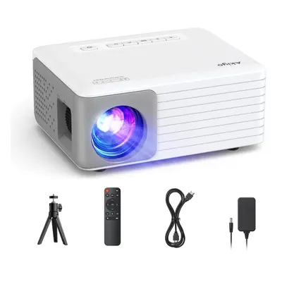 Mini Projector with Tripod, AKIYO O1 Portable Projector Full HD 1080P Supported, Hours Multimedi