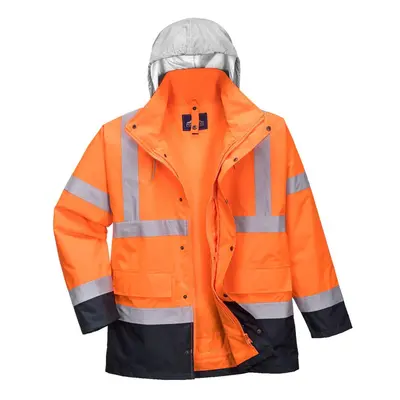 (M, Orange/Navy) Portwest Mens Hi-Vis In Safety Traffic Jacket