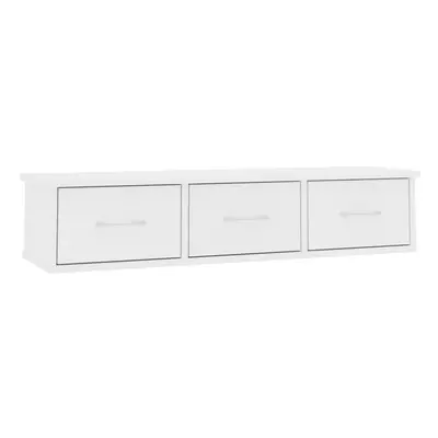 vidaXL Wall-mounted Drawer Shelf Engineered Wood White Wall Cabinet Shelf