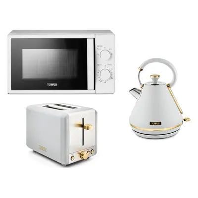 Tower Cavaletto White Pyramid Kettle Slice Toaster & Microwave