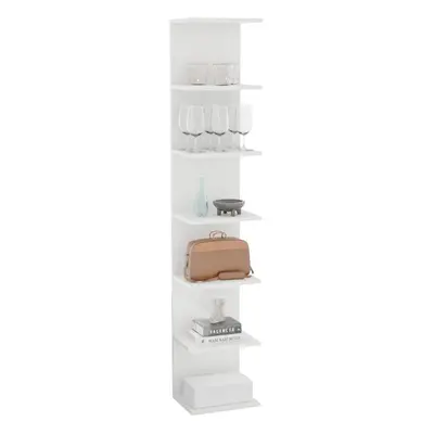 (7 shelf, White) Wall Shelf Bookcase, Wall Mounted Unit, Shelving Unit, Floating Shelves, Bookca