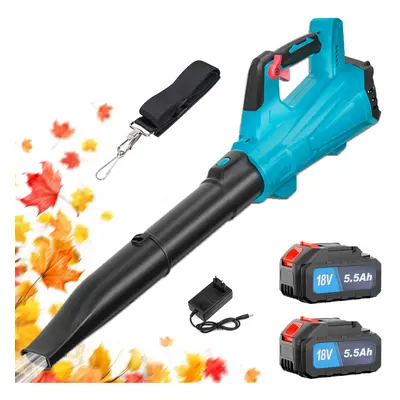 Heavy Duty Cordless Brushless Leaf Blower+2Battery 5.5A+Charger-Makita Compatible