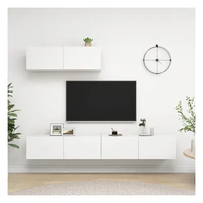 vidaXL 3x TV Cabinets White Chipboard Home Furniture TV Stand Cabinet Unit