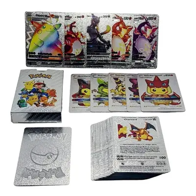 Pokemon 55-Piece Silver Cards Packs Vmax DX GX Rare Silver Cards Best Gift For Collectors and Ki