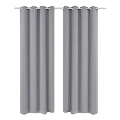 vidaXL 2x Blackout Curtains with Metal Eyelets 135x175 cm Grey Window Drapes