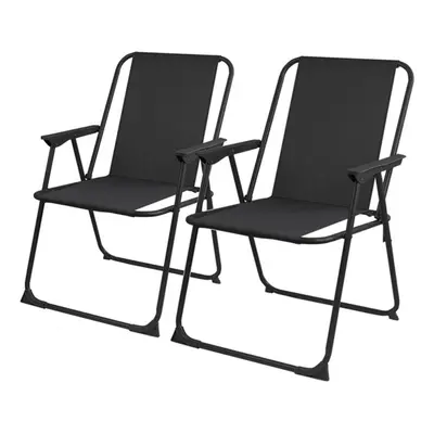 (Black Set Of 2) Outdoor Garden Camping Beach Folding Chair