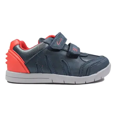 (4.5 (Children's)) Rex Play Toddler Navy/Red Leather Childrens Rip Tape Shoes