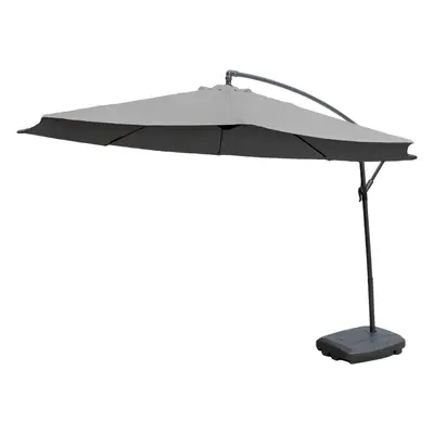 KCT 3m Large Grey Garden and Patio Cantilever Parasol with Base