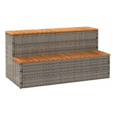 (grey, x x 50.5 cm) vidaXL Hot Tub Step Grey 50x50x50.5 cm Poly Rattan and Solid Acacia