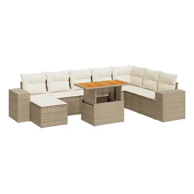 (beige and cream) vidaXL Piece Garden Sofa Set with Cushions Beige Poly Rattan Acacia