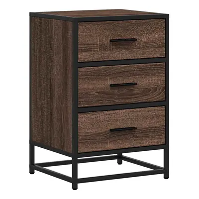 (brown oak) vidaXL Bedside Cabinet Black 40x34.5x60 cm Engineered Wood and Metal