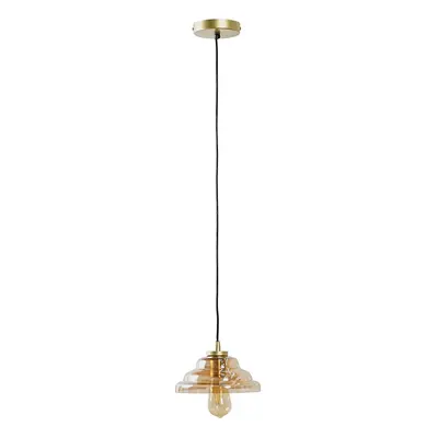 Aurelian Modern Vintage Antique Brass Lustre Glass Pendant + E27 4W LED Filament Pear Shaped Bul