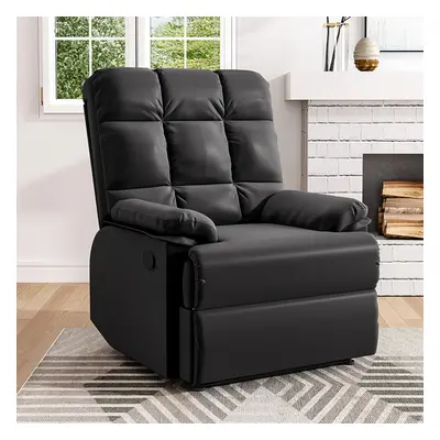 (Black) Faux Leather Upholstered Recliner Armchair Sofa