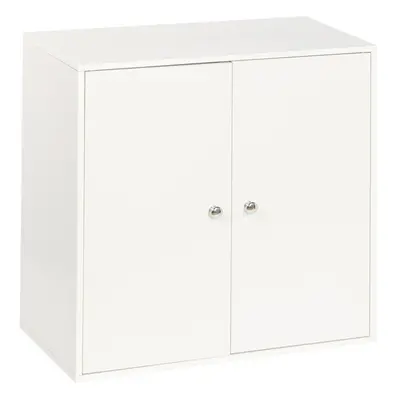 (White, With White Door) 2-Tier Wooden Storage Cupboard