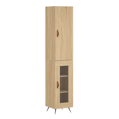 (sonoma oak, glass door) vidaXL Highboard Sideboard Tall Storage Cabinet Side Cabinet Engineered