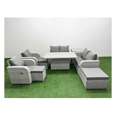 Fimous Seater Outdoor Reclining Chair Love Sofa Set Rattan Garden Furniture Set with Adjustable 