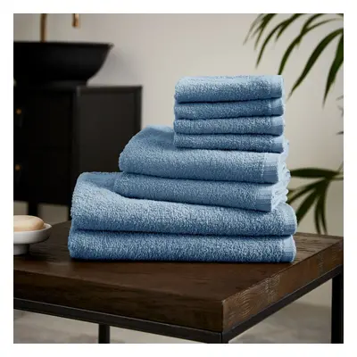 (Blue) Catherine Lansfield Quick Dry 100% Cotton Piece Towel Bale