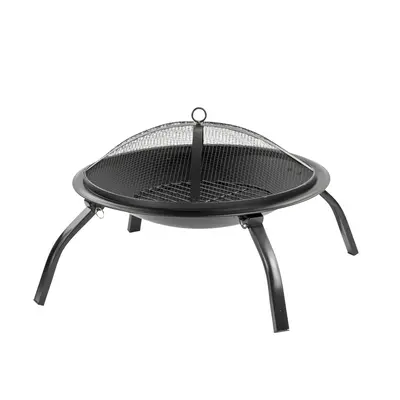 KCT Round Garden Fire Pit Bowl with Lid Includes Poker