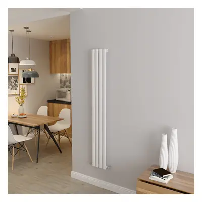 (Single 1600x236mm, White) Designer Oval Column Radiator Central Heating