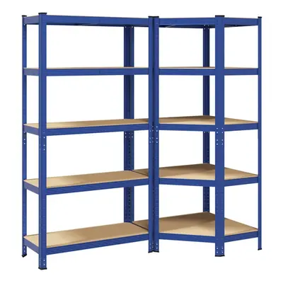 vidaXL Piece 5-Layer Shelves Set Blue Steel&Engineered Wood garage shelving