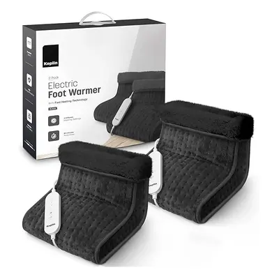 (Black 2pack) KEPLIN Electric Foot Warmer Adjustable Temperature Settings