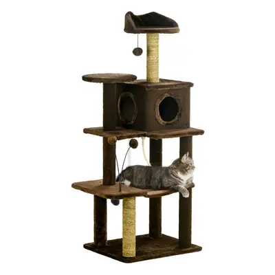 PawHut Cat Tree for Indoor Cats, Modern Cat Tower with Scratching Posts, House