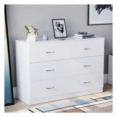 (White) Riano Drawer Wide Chest Bedroom Garment Storage