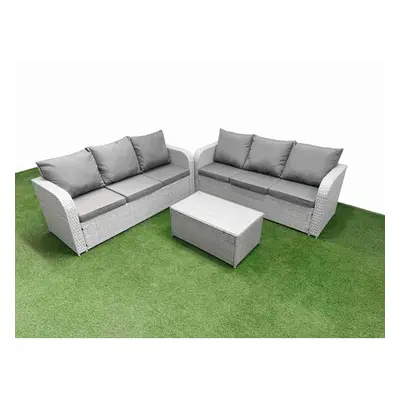 Fimous Outdoor Garden Furniture Sets Seater Wicker Rattan Furniture Sofa Sets with Rectangular C