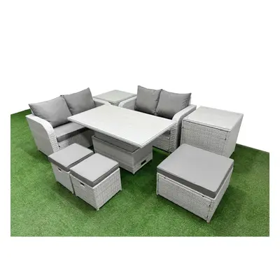 Fimous Seater Outdoor Love Sofa Set Rattan Garden Furniture Set with Adjustable Lifting Dining o