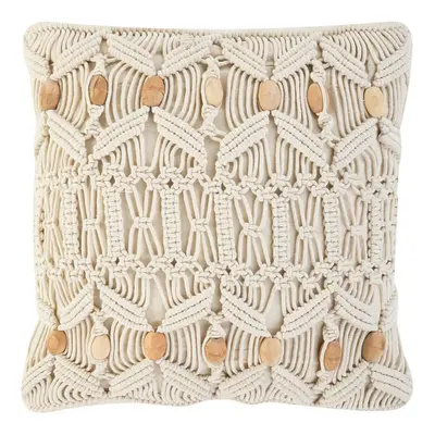 Cotton Macrame Cushion x cm Beige NICAEA