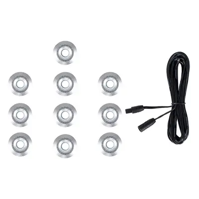 Pack of 15mm White LED Round IP67 Rated Garden Decking/Kitchen Plinth Lights Kit - Complete with