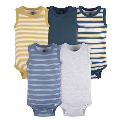 Gerber Baby Boys Multi-Pack Sleeveless Onesies Bodysuit Blue Stripe