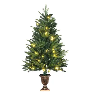 HOMCOM 4FT Christmas Tree Spruce Entrance DÃ©cor W/ Clear LED Lights Vase Base