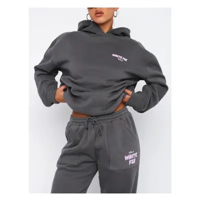 (dark grey, XXXL) Women's Long Sleeve Hoodie Sweatshirt and Sweatpants Set Stylish Two-Piece Tra