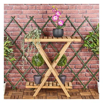 Brown Tier Wooden Shelf Standing Flower Plant Decoration Display Rack