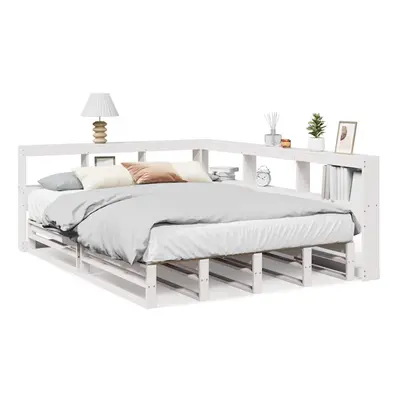 (white, x cm) vidaXL Bookcase Bed without Mattress Wax Brown 140x200cm Solid Wood Pine bed