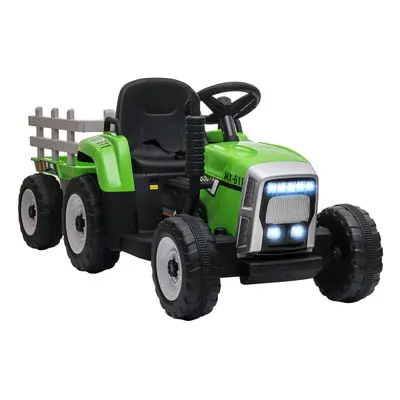 HOMCOM Ride On Tractor with Detachable Trailer, Remote Control, Music - Green